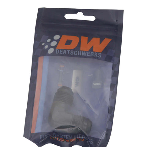 DeatschWerks 8AN Male Flare to 8AN Male Flare 90-Degree Fitting - Anodized Matte Black - 6-02-0208-B