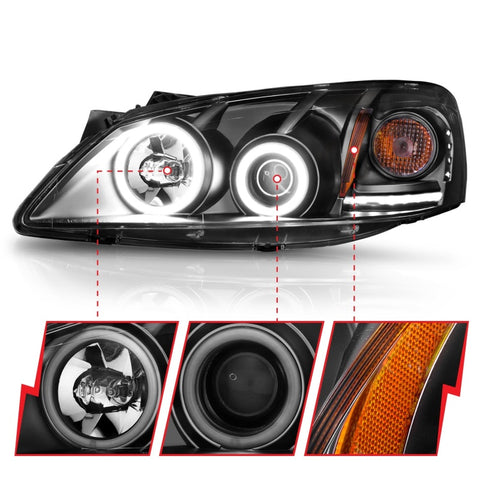 ANZO 2005-2010 Pontiac G6 Projector Headlights w/ Halo Black (CCFL) - 121371
