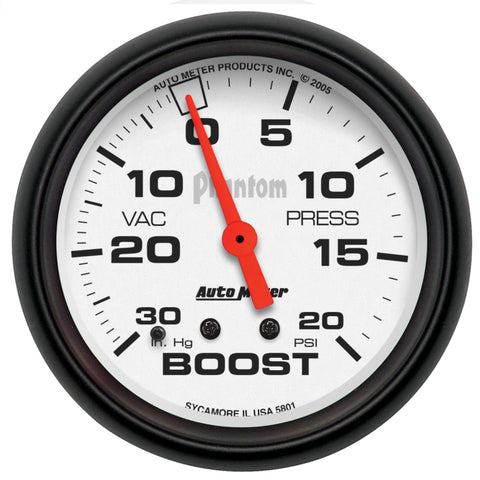 AutoMeter Gauge Vac/Boost 2-5/8in. 30Inhg-20PSI Mechanical Phantom - 5801