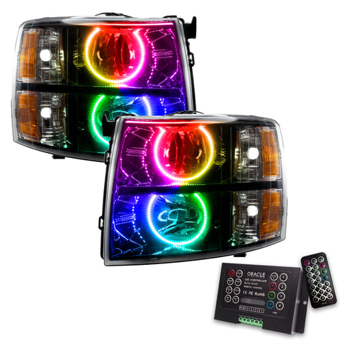 Oracle 07-13 Chevy Silverado SMD HL - Blk - Round Style - ColorSHIFT w/ 2.0 Controller - 7105-333