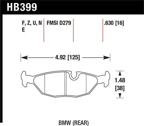 Hawk 91 BMW 318i E30 All DTC-70 Rear Brake Pads - HB399U.630