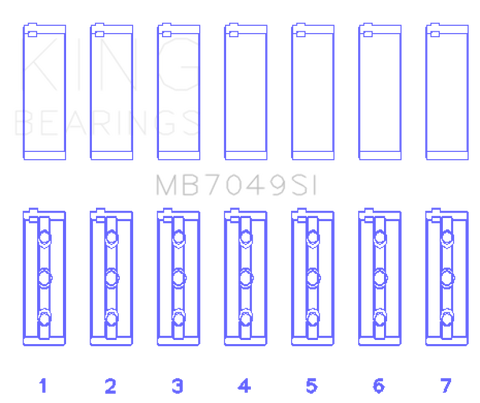 King Engine Bearings Toyota 1FZFE (STD Size) Crankshaft Main Bearing Set - MB7049SI