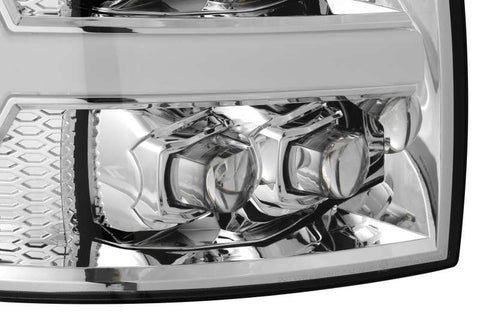 AlphaRex 07-13 Chevy 1500HD NOVA LED Proj Headlights Plank Style Chrm w/Activ Light/Seq Signal - 880207