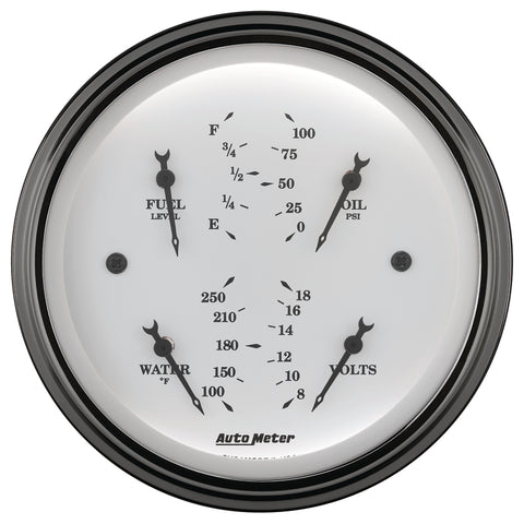 AutoMeter Gauge Quad 3-3/8in. 0 Ohm(e) to 90 Ohm(f)Elec Old Tyme White - 1614