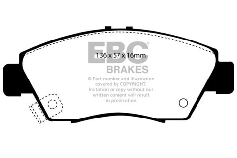 EBC 12 Acura ILX 1.5 Hybrid Yellowstuff Front Brake Pads - DP4891R