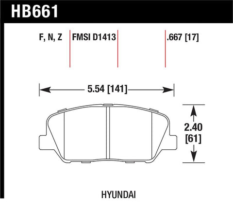 Hawk 10 Hyundai Genesis Coupe (w/o Brembo Breaks) HP+ Autocross Front Brake Pads - HB661N.667