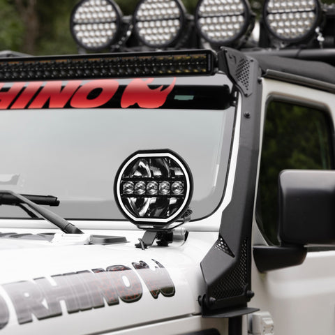 Go Rhino Xplor Blackout Series Maxline LED Hi/Low Beam w/Multi DRL (Surface Mount) 7in. - Blk - 751080711CRS