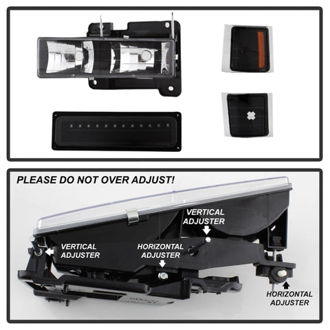 xTune 92-94 Blazer Full Size Corner/LED Bumper Headlights Black HD-JH-CCK88-LED-AM-BK-SET - 5069542