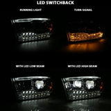 ANZO 2009-2018 Dodge Ram 1500 Led Projector Plank Style Switchback H.L Halo Chrome Amber (OE Style) - 111465