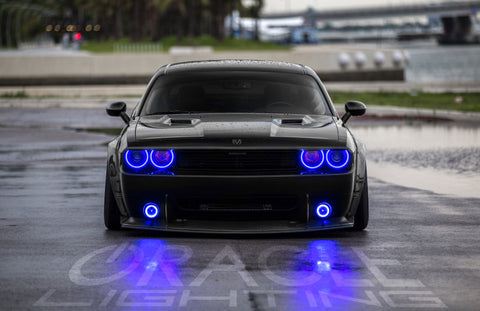 Oracle 15-21 Dodge Challenger Waterproof LED Fog Light Halo Kit - ColorSHIFT - 1236-333