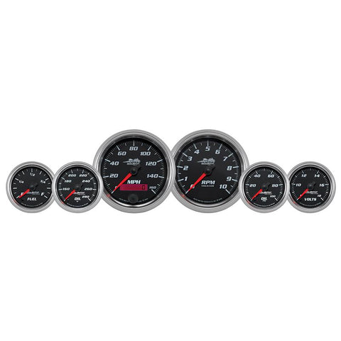 Autometer Pro-Cycle Gauge Kit 6 Pc. Kit 3 3/8in & 2 1/16in Bagger Black - 19601