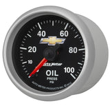 AutoMeter Gauge Oil Press 2-1/16in. 100PSI Digital Stepper Motor Chevy Gold Bowtie - 880447