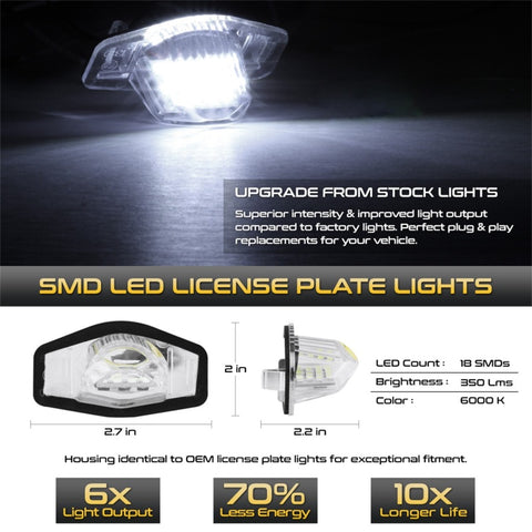 xTune 09-18 Honda Fit LED License Plate Bulb Assembly White 5500K LAC-LP-HODY08 - Pair - 9045004