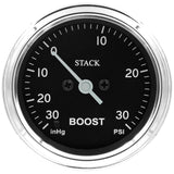Autometer Stack 52mm -30INHG to +30 PSI (Incl T-Fitting) Pro Step Motor Boost Press Gauge - Classic - ST3312C
