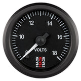 Autometer Stack 52mm 8-18V Pro Stepper Motor Battery Voltage Gauge - Black - ST3316