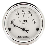 AutoMeter Gauge Fuel Level 2-1/16in. 73 Ohm(e) to 10 Ohm(f) Elec Old Tyme White - 1605