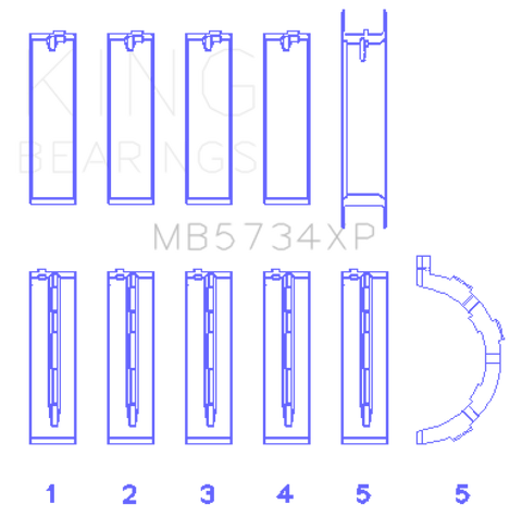King Ford Mustang Prod 302 Coyote (Size STD) Performance Main Bearing Set - MB5734XP