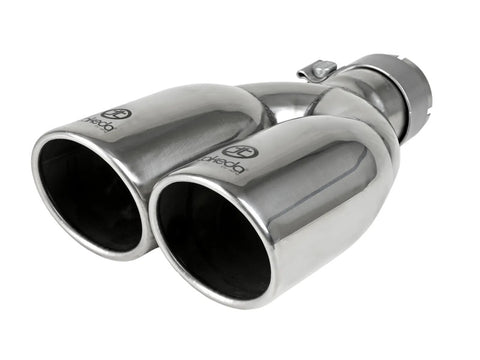 aFe Takeda 304 Stainless Steel Clamp-on Exhaust Tip Polished 2-1/2ininlet x 3-1/2in Outlet X 12in L - 49T25374-P121