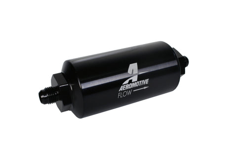 Aeromotive In-Line Filter - (AN-6 Male) 40 Micron Stainless Mesh Element Bright Dip Black Finish - 12348