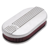 Edelbrock Air Cleaner Classic Series Oval Aluminum Top Cloth Element 17 5In X 9 35In X 3 9In Satin - 41159