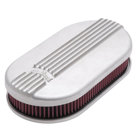 Edelbrock Air Cleaner Classic Series Oval Aluminum Top Cloth Element 17 5In X 9 35In X 3 9In Satin - 41159