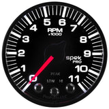 Autometer Spek-Pro Gauge Tach 2 1/16in 11K Rpm W/ Shift Light & Peak Mem - Blk/Blk - P336328