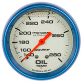 AutoMeter Gauge Oil Temp 2-5/8in. 140-280 Deg. F Liquid Filled Mech Glow In Dark Ultra-Nite - 4241