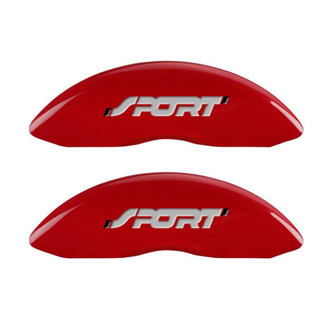 MGP 4 Caliper Covers Engraved Front & Rear No bolts/Sport Red finish silver ch - 10229SSP1RD