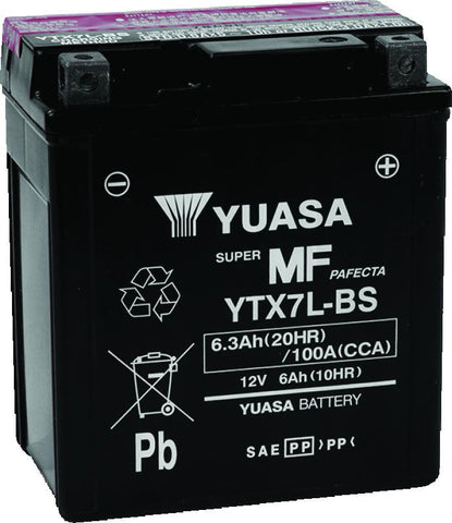 Yuasa YTX7L-BS Maintenance Free AGM 12-Volt Battery w/Bottle - YUAM327BS