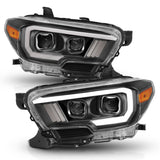 ANZO 2016-2017 Toyota Tacoma Projector Headlights w/ Plank Style Switchback Black w/ Amber w/ DRL - 111397