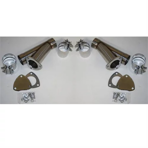 Granatelli 2.5in Stainless Steel Manual Dual Exhaust Cutout Kit w/Slip Fit Band Clamp - 305525D