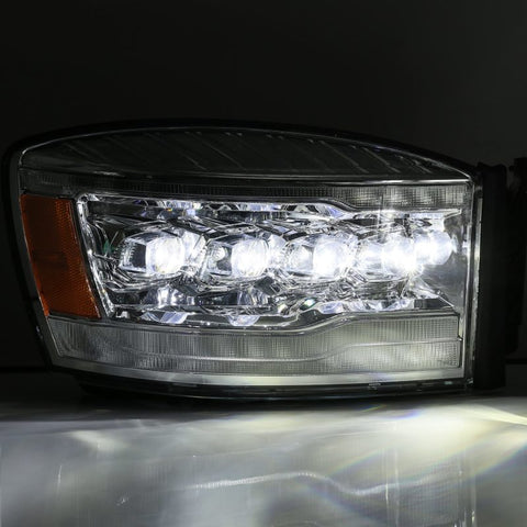 AlphaRex 06-08 Dodge Ram 1500HD NOVA LED Proj Headlights Plank Style Blk w/Seq Signal/DRL/Amber LED - 880537