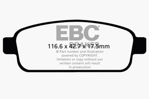 EBC 13+ Buick Encore 1.4 Turbo Greenstuff Rear Brake Pads - DP22066