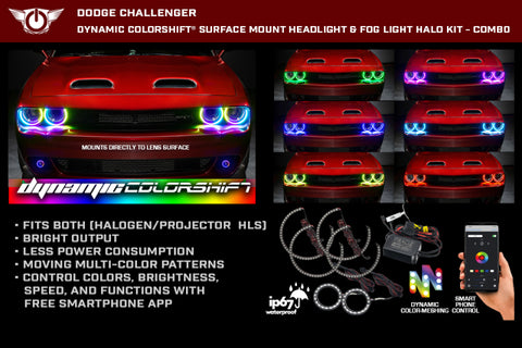 Oracle 15-23 Dodge Challenger Dynamic Surface Mount Headlight Halo Kit - - 3989-332