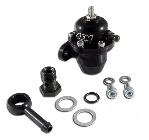 AEM 86-93 Acura / 95-98 TL / 88-91 Civic/CRX / 92-01 Prelude Black Adjustable Fuel Pressure Regulato - 25-303BK