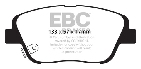 EBC 10-14 Hyundai Sonata 2.0 Turbo Ultimax2 Front Brake Pads - UD1444