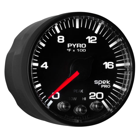 Autometer Spek-Pro 52.4mm 0-2000F Digital Stepper Motor Pyrometer Gauge - P310328