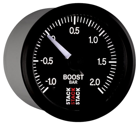 Autometer Stack 52mm -1 to +2 Bar (Incl T-Fitting) Pro Stepper Motor Boost Pressure Gauge - Black - ST3311