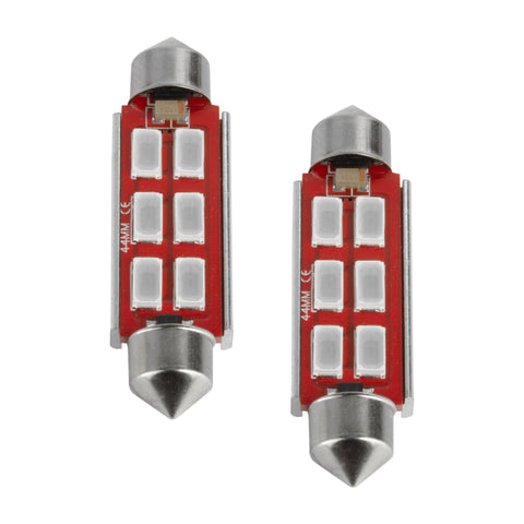 Oracle 44MM 6 LED 3-Chip Festoon Bulbs (Pair) - Red - 5207-003