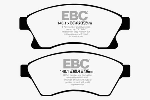 EBC 11+ Chevrolet Cruze 1.4 Turbo (10.9 inch front rotor) Ultimax2 Front Brake Pads - UD1522