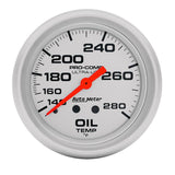 Autometer Ultra-Lite 66.7mm Mechanical 140-280 Degree F Oil Temperature Gauge w/ 6in Tubing - 4441