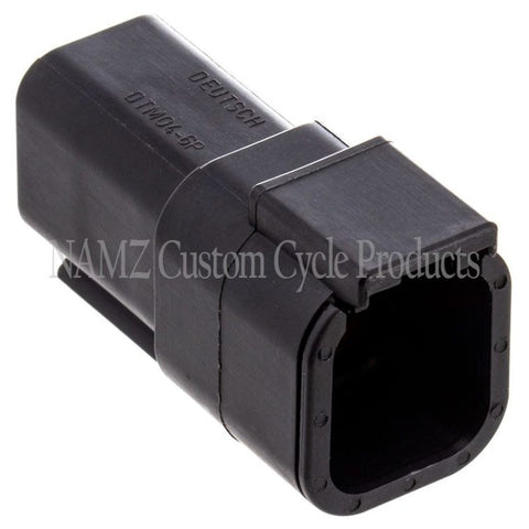 NAMZ Deutsch DTM 6-Position Receptacle w/6 Stamped Terminals & Wedgelock - Black (HD 74106-98BK) - MDR-6B