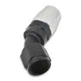 Russell Performance -6 AN Black/Silver 45 Degree Full Flow Hose End - 610093