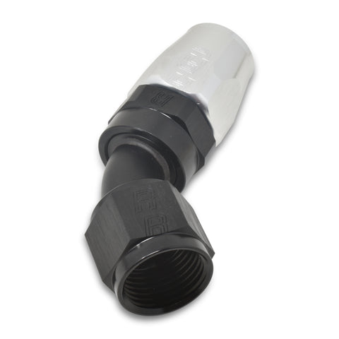 Russell Performance -6 AN Black/Silver 45 Degree Full Flow Hose End - 610093