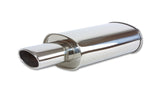 Vibrant StreetPower Oval Muffler with 4.5in x 3in Oval Tip Angle Cut Rolled Edge - 2.5in inlet I.D. - 1034