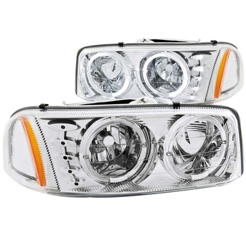 ANZO 1999-2006 GMC Sierra 1500 Crystal Headlights w/ Halo and LED Chrome - 111208