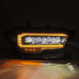 AlphaRex 16-20 Toyota Tacoma NOVA LED Projector Headlight Plank Style Alpha Black w/Activation Light - 880705