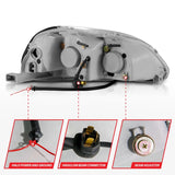 ANZO 1996-1998 Honda Civic Projector Headlights w/ Halo Black - 121068
