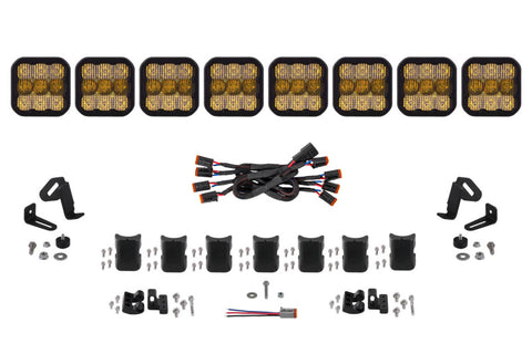 Diode Dynamics SS5 Pro Universal CrossLink 8-Pod Lightbar - Yellow Combo - DD7249