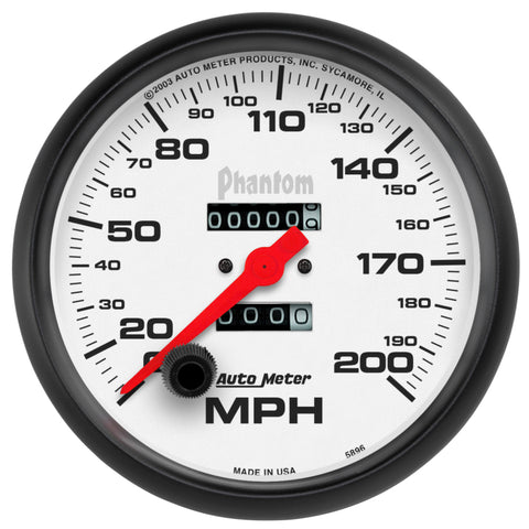Autometer Phantom 5in 0-200 MPH Mechanical Speedometer - 5896
